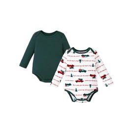 PATPAT Baby Bodysuits - Soft Viscose Made from Bamboo - Long Sleeve Funny for Boys and Girls -Newborn Infant Toddler Gift Clothes- 2 Pack L-Christmas 0-3 Months