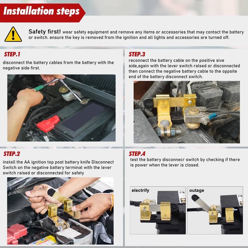 Top Post Battery Disconnect Switch 12v 24v - Knife Blade