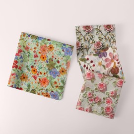 HOULIFE Floral Women’s Handkerchief, Cotton Handkerchiefs for Women, Vintage Flower Women Hankies, Retro Lady Hanky