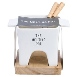 Santa Barbara Design Studio Fondue Pot and 2 for Cheese and Chocolate Warmer Bowl Gift Set, Mini, The Melting Pot