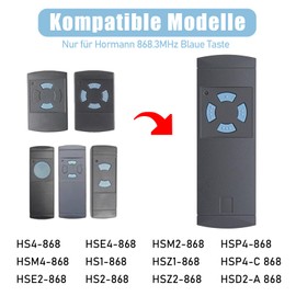 pepape Garage Door Handheld Transmitter for Hörmann HS4-868, HSE2-868, HSM4-868, Compatible with Hörmann Blue Buttons 868.3 MHz Garage Remote Control Handset