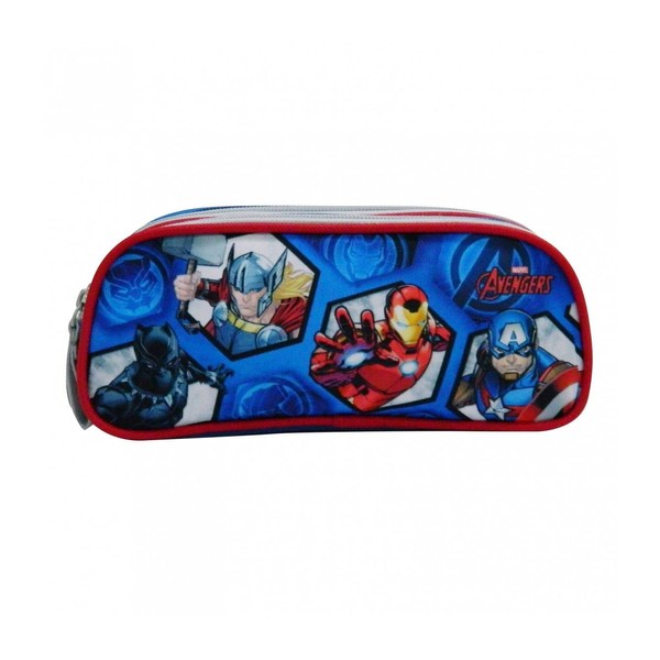 Bagtrotter Avengers School Pencil Case with 2 Compartments Navy Blue, Blue, Modern