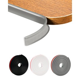 JSIWOTH U-Shape Veneer Edge Banding, 16.4 Ft Self Adhesive Edge Trim, Flexible TPE Corner Protector for Shelves, Furniture, Countertop (0.8 in, Gray)