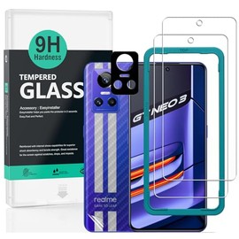 Ibywind para Realme GT Neo 3 5G 6.7, 2 Protector Pantalla1 Protector Cámara1 Protector Trasera Fibra Carbono,Cristal Templado                         
