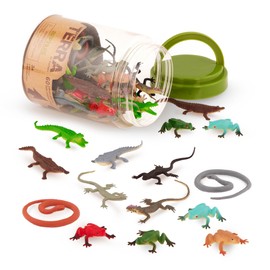 Terra by Battat – 60 Pieces Lizard Animal Tube – Realistic Plastic Reptile & Amphibian Figurines – Frog, Alligator, Snake & More – Educational Toys for Kids & Toddlers, 3+ Years