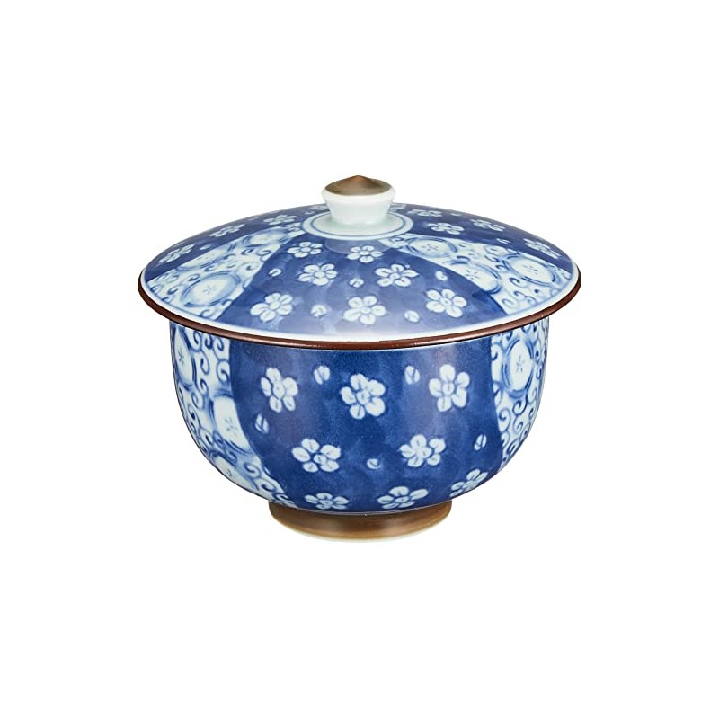 Saikaitoki 61677 Hasami Ware Tea Cup with Lid, Plum Pattern,