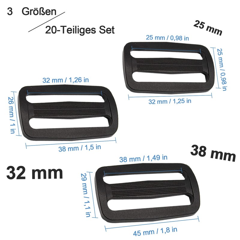 gvivej Ladder Buckles Clamp Pack of 20 Plastic Slider Strap