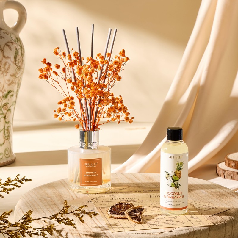 Airkeep Reed Diffuser Oil Refill/Coconut&Pineapple/3.38oz（100ml/1 Pack/Scented Oil Refill for Diffuser