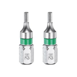 sourcing map 2pcs Hex Screwdriver Bit H2 1/4" Hex Shank 25mm/1" Length Magnetic Hexagonal Head Bits S2 Steel Electric Screw Driver Bit