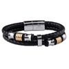 LUCKMAN Pulsera Hombre de Cuero y Acero, Baño de Oro