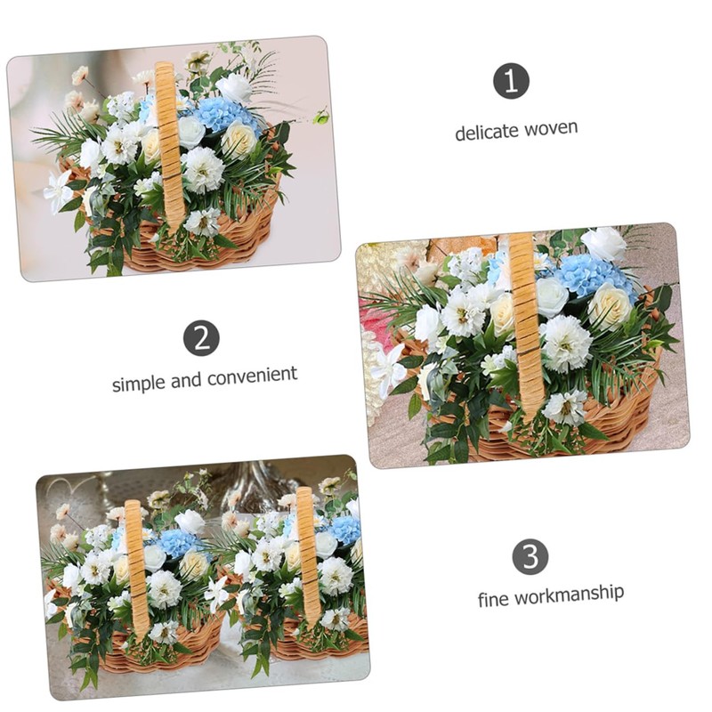 BESPORTBLE Mini Rattan Woven Basket Lightweight Picnic Flower Basket for