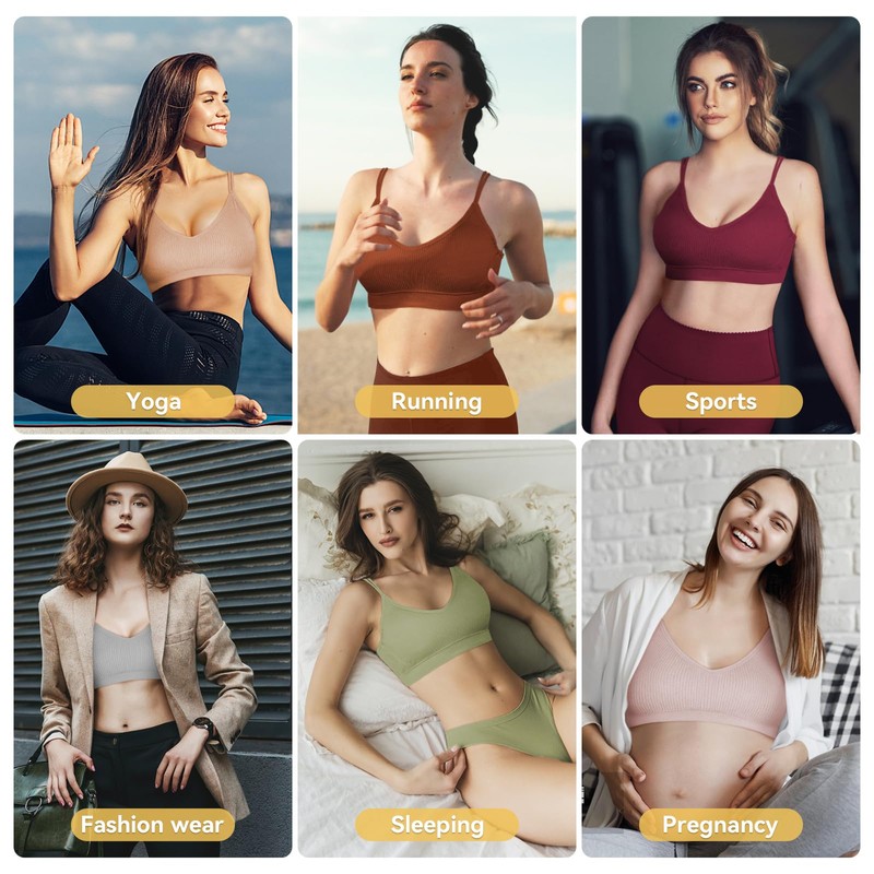 Omisy 4 Pieces V Neck Cami Bra Bralettes for Women,Padded