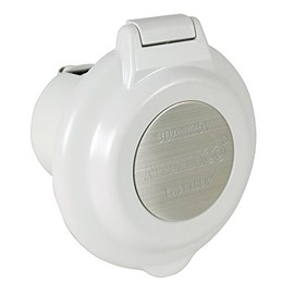 Marinco ParkPower 304EL-BRV Contour Power Inlet with Stainless Steel Trim, White