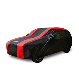 Full Exterior SUV Car Cover Waterproof All Weather Outdoor Protection with Red Stripe Design,UV,Rain,Snow&Windproof,Scratch Resistant,Universal Fit for SUV(182 to 190 inches)