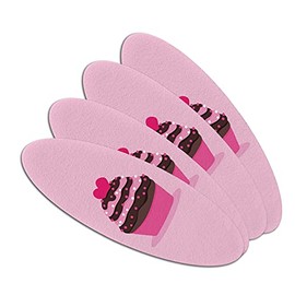 Strawberry Chocolate Cupcake Love Heart Double-Sided Oval Nail File Emery Board Set 4 Pack