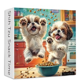 PICKFORU Shih Tzu Snack Time Puzzles for Adults 1000 Pieces, Funny Dog Kitchen Jigsaw Puzzle, Challenging Difficult Unique Cute Puppy Theme as Wall Decor