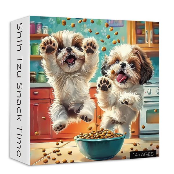 PICKFORU Shih Tzu Snack Time Puzzles for Adults 1000 Pieces,