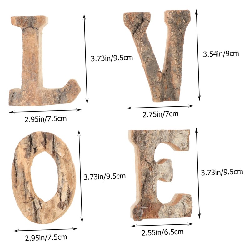 COHEALI 4pcs Rustic Decor Love Letters for Valentine's Day Weddings