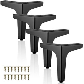 Sightday Pack of 4 Furniture Feet, Black, 10 cm Furniture Feet, Metal, Cabinet Feet with Screws, Maximum Load 800 kg, Furniture Feet for Sofa, Coffee Tables, Cabinets, TV Cabinets, Bedside Table,