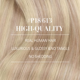 YoungSee Clip in Hair Extensions Real Human Hair Blonde Highlight Clip in Human Hair Extensions Warm Ash Blonde Highlights Bleach Blonde Real Human Hair Extensions Clip ins 20Inch 120G 7Pcs