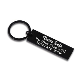 Perleddom Thoughtful Anniversary Steel Keychain for Boyfriend Fathers Day Giift for Husband Him Men Birthday Gift Idea Romantic Gifts for Him Meaningful Gifts for Boyfriend Drive Safe Keychain