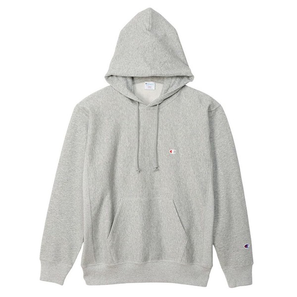 Champion REVERS WEAVE(R) C3-Y131 Men's Hoodie, Long Sleeve, 100% Cotton, 10 oz, Relax Fit, Fleece Lining, Embroidery, One Point Logo, Reverse Weave (R) Hooded Sweatshirt, oxford grey