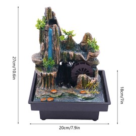 Tabletop Fountain, Desktop Fountain Waterfall with Rockery, Zen Meditation Indoor Waterfall Feature with LED Lights, Bedroom Desk Décoration Atomizing Humidifier Fountain for Indoor Home Office