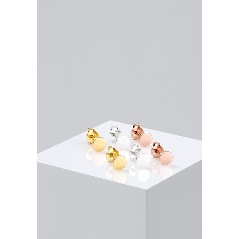 Elli Tricolour Silver Stud Earrings set gold plated - 0310880615