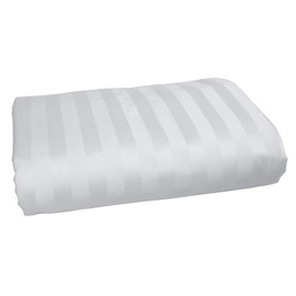 TBM 1PC Striped Flat Sheet Smooth Touch Hotel Quality 100% Egyptian Cotton Perfectly Fit for Oversize and Extra Height Queen Bed 96 Inch x 104 Inch White Stripe 600 Thread Count