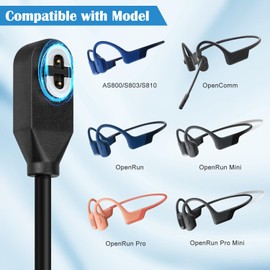 Charger for Shokz with Charging Cable (1 m), Magnetic USB Cord for Aftershokz OpenRun Pro/Mini/Aeropex AS800/OpenComm Bone Conduction Headphones