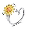 Fidget Rings for Anxiety for Women Sunflower Initial Letter Spinner