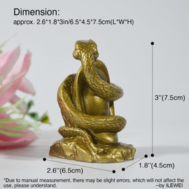 ILEWEI 2025 Fengshui Chinese Zodiac Sign Snake Statue New Year Animal Figurines Products Resin Statues Table Art Home Decor Collectible Gift (Bronze)