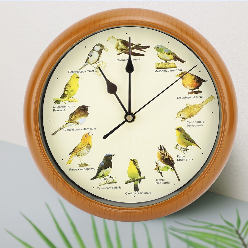 10 Inch Wall Clock Multipurpose Cuckoo Round Silent Punctual Bird