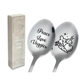 INNObeta Vegan Gifts, Stainless Steel Engraved Spoon Gifts for Vegans, Meticulously Crafted Spoon, Gift Ready Package, 2 Pieces