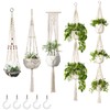 Mkono Macrame Plant Hangers, 5 Pack Different Tiers Indoor Hanging