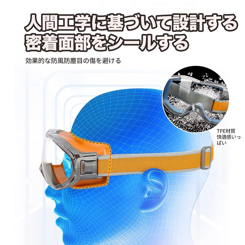 Seehealself Dustproof Protective Goggles, Compatible with Glasses, Transparent Lens, Easy