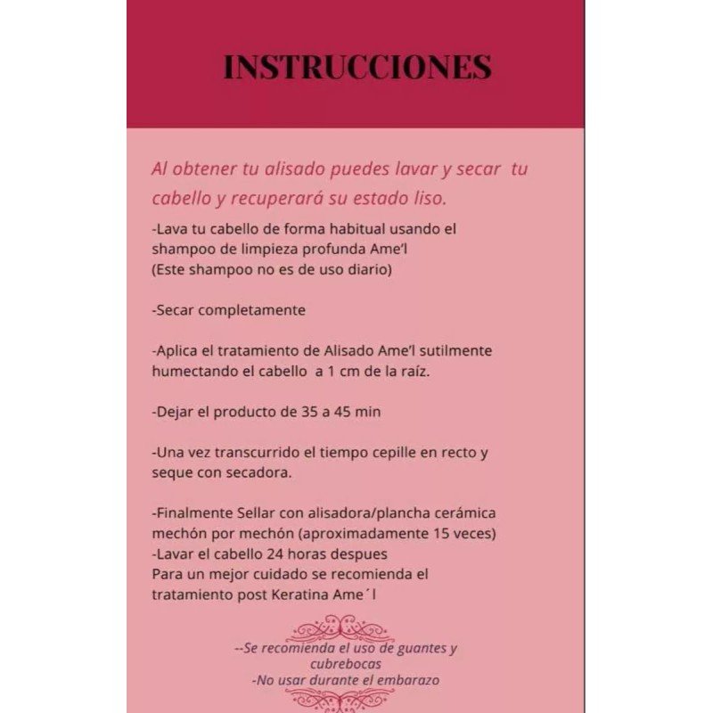 AME’L Kit Alaciado Japonés 1 Lt+ 500 Ml Shampoo+ Post