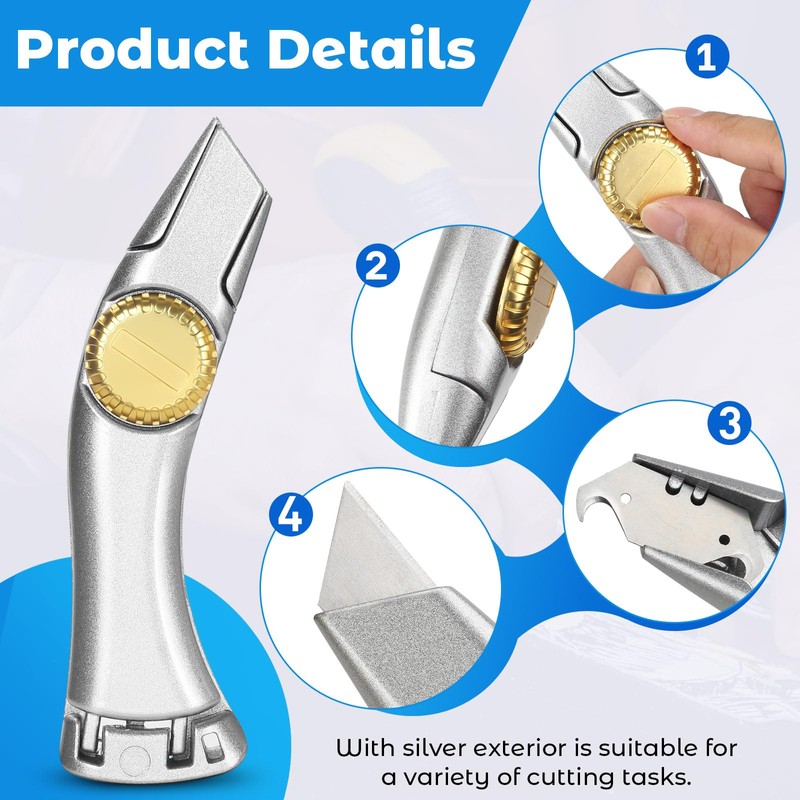 lizenoz 2PCS Silver Fixed Blade Roofing Knife Utility Knife with