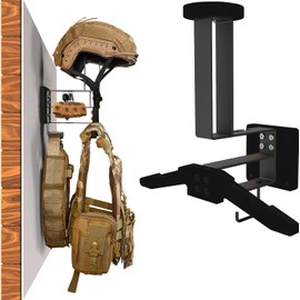 WLSANX Tactical Gear Wall Mount, Motorcycle Helmet Holder Stand Jacket Hanger Plate Carrier Rack Display Organizer for Police Football Cycling Suit (black)