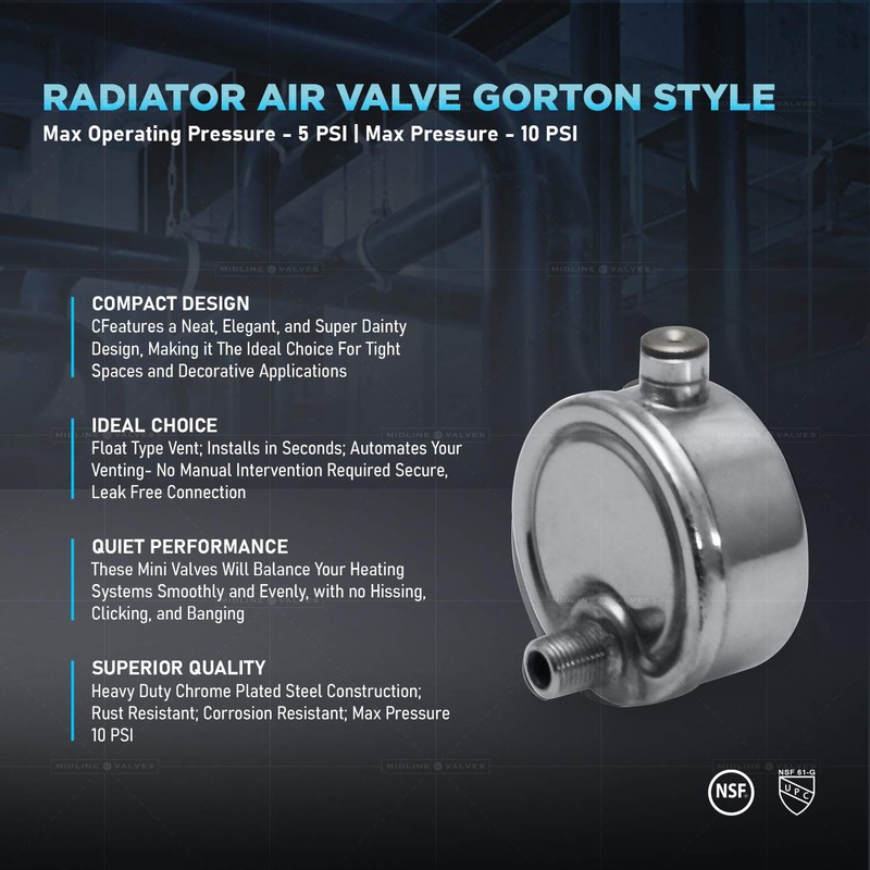 Midline Valve HBW-DB18 Steam Air Vent #C Heat Regulator Valve;