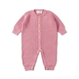 Hofbrucker Baby Knitted Jumpsuit Made of Organic Cotton - Cuddly Soft Baby Romper for Baby First Equipment for Girls and Boys, antique pink