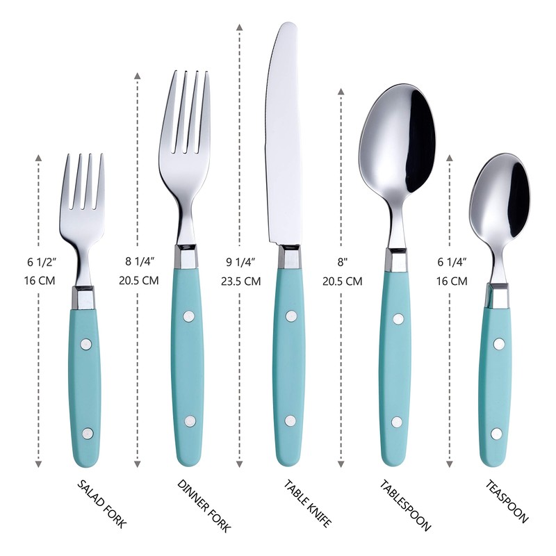 ANNOVA Silverware Set Stainless Steel Cutlery Color Handle With Rivet/Retro