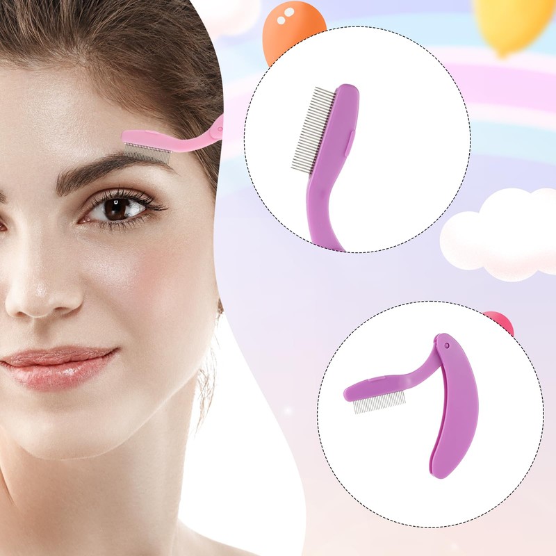 4 PCS Metal Foldable Eyelash Comb Eyebrow Mascara Applicator Eyelash