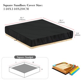 LAMUNI Sandpit Tarpaulin 140 x 140 x 20 cm Sandpit Covers Protective Cover Sandpit Waterproof Sandpit Cover Sandpit Cover Sandpit Cover 420D Oxford Sandpit Rain Cover Windproof Dustproof