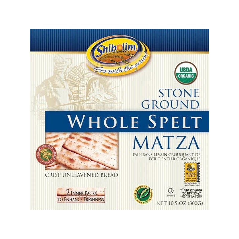 Shibolim Organic Whole Spelt Matzo Crackers Flatbread, 10.5 oz. (Pack