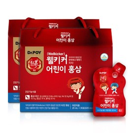 웰키커 어린이 키즈 홍삼 20ml 30포 x 2박스 유아 면역력강화영양제 Well-Kicker Children's Red Ginseng 20ml 30 Packs x 2 Boxes Infant Immune System Strengthening Supplement