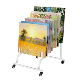 Adjustable Canvas Storage Rack, Rolling Framed Art Storage Rack, 10 Tiers Print Display Shelf, Metal Paint Drying Organizer, Drawing Board Stand for Canvas Board, Panel, Artworks, Art Shows, Vendors
