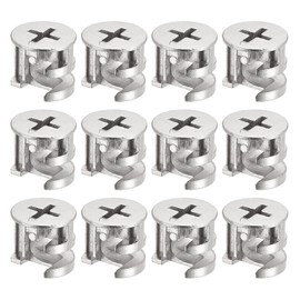 TA-VIGOR 12Pcs Furniture Connecter Cam Lock Nuts Fittings, 15mm x 13.5mm Screw Eccentric Fasteners for Cabinet Drawer Dresser Wardrobe Furniture Panel Connecting, Silver