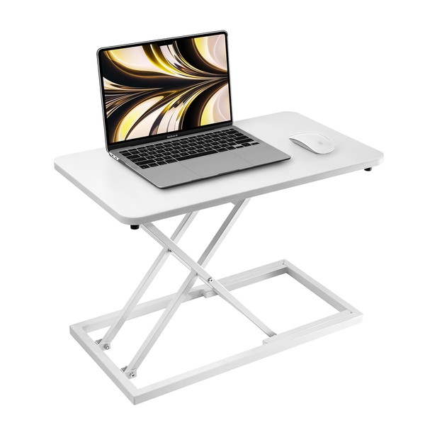 White standing desk converter Stand up office desk riser on