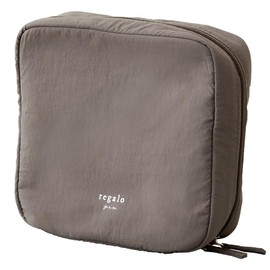 regalo Makeup Pouch, Cosmetic Pouch, Large Capacity, Dividers, Large, [Square L] Warm taupe